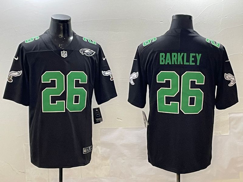 Men Philadelphia Eagles #26 Barkley Black green Throwback 2025 Nike Limited NFL Jersey style 1->philadelphia eagles->NFL Jersey